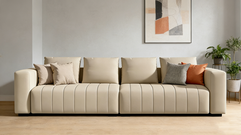 Allethiah 2 Seater Sofa – Modern Fabric & Leather Loveseat