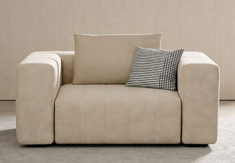 Allethiah 1 Seater Sofa – Modern Fabric & Leather Accent Chair - Image 2