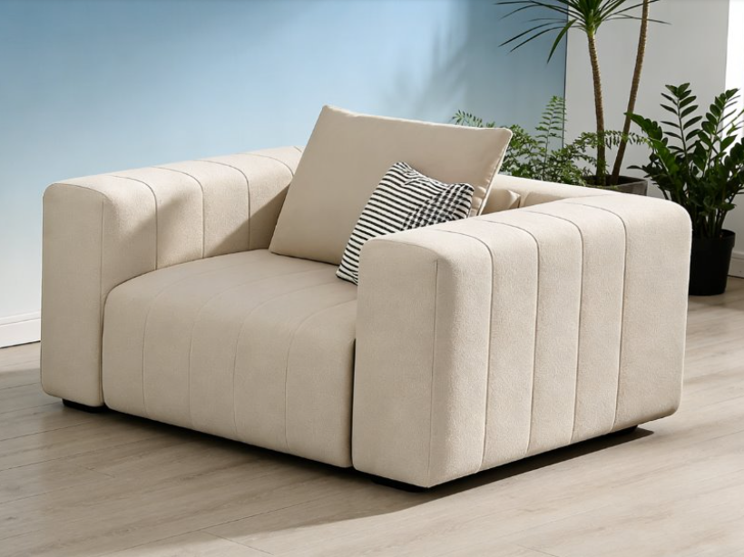 Allethiah 1 Seater Sofa – Modern Fabric & Leather Accent Chair