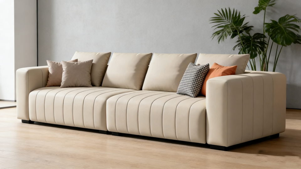 Allethiah 2 Seater Sofa – Modern Fabric & Leather Loveseat - Image 2