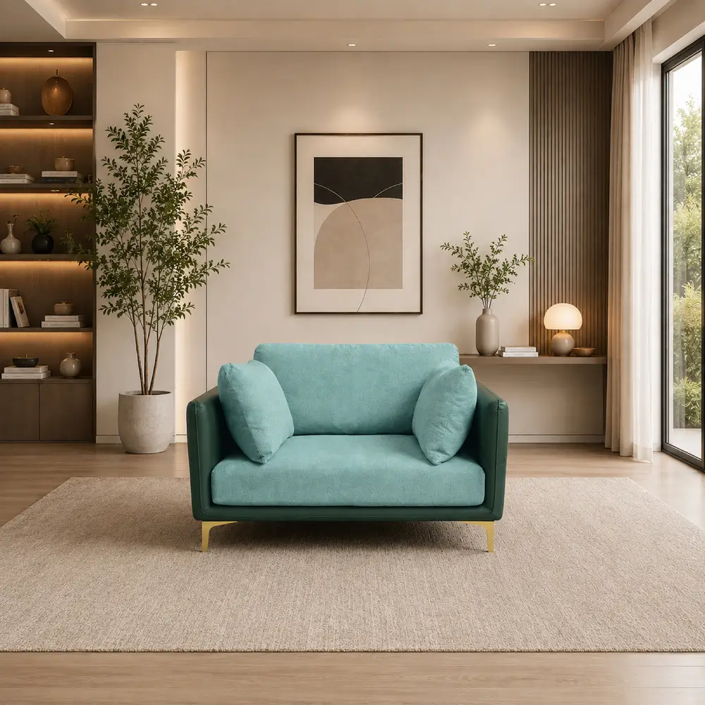 Aprilette 1 Seater Fabric Accent Sofa Chair in Off White and Orange