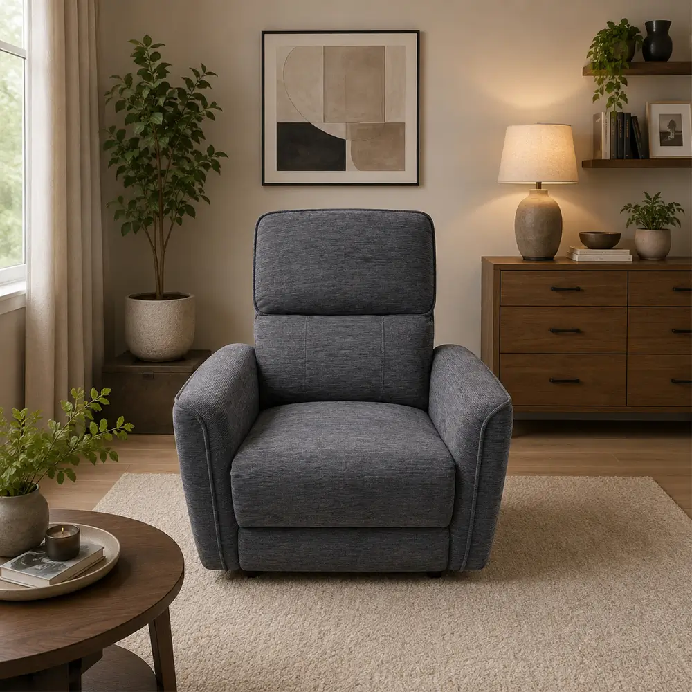 BONO-302 1R Slate Grey Fabric Single Recliner Chair - Image 2