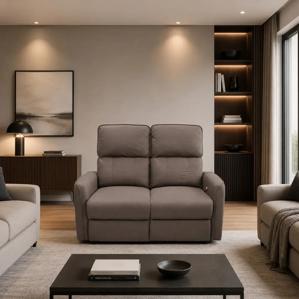 BONO-302 2RR Slate Grey Fabric 2 Seater Recliner Sofa