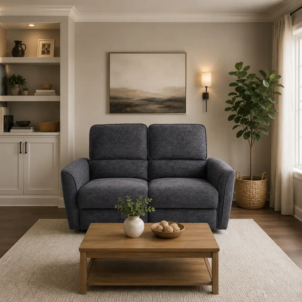 BONO-302 2RR Slate Grey Fabric 2 Seater Recliner Sofa - Image 2