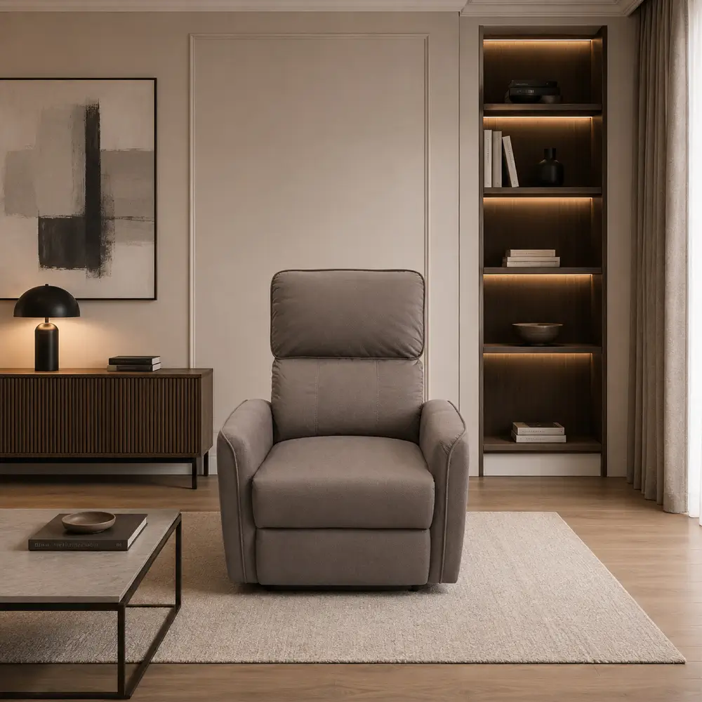 BONO-302 1R Slate Grey Fabric Single Recliner Chair