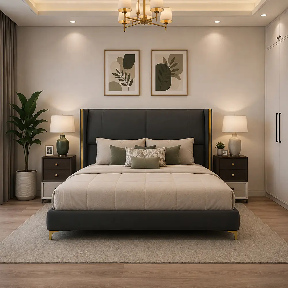 Allethya Upholstered Platform Bed with Wingback Headboard