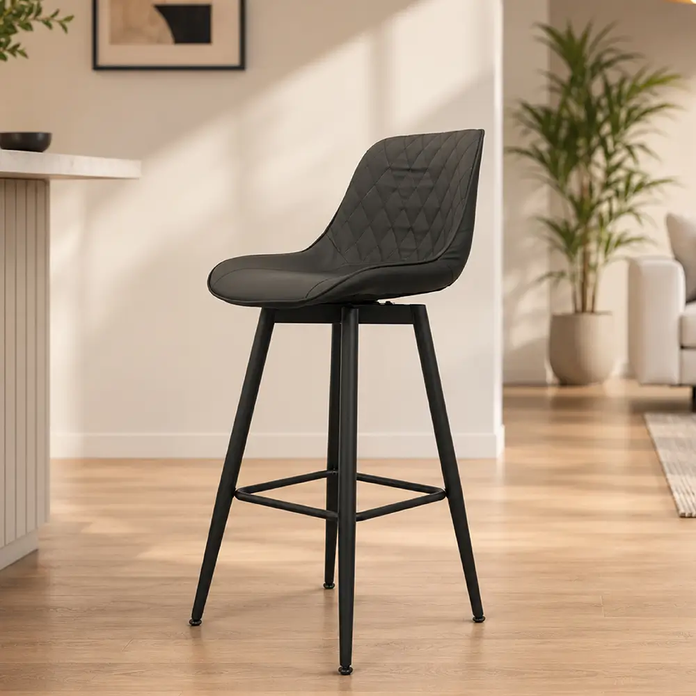 BAR S 671-2 Upholstered Fabric & PU Bar Chair with Metal Legs