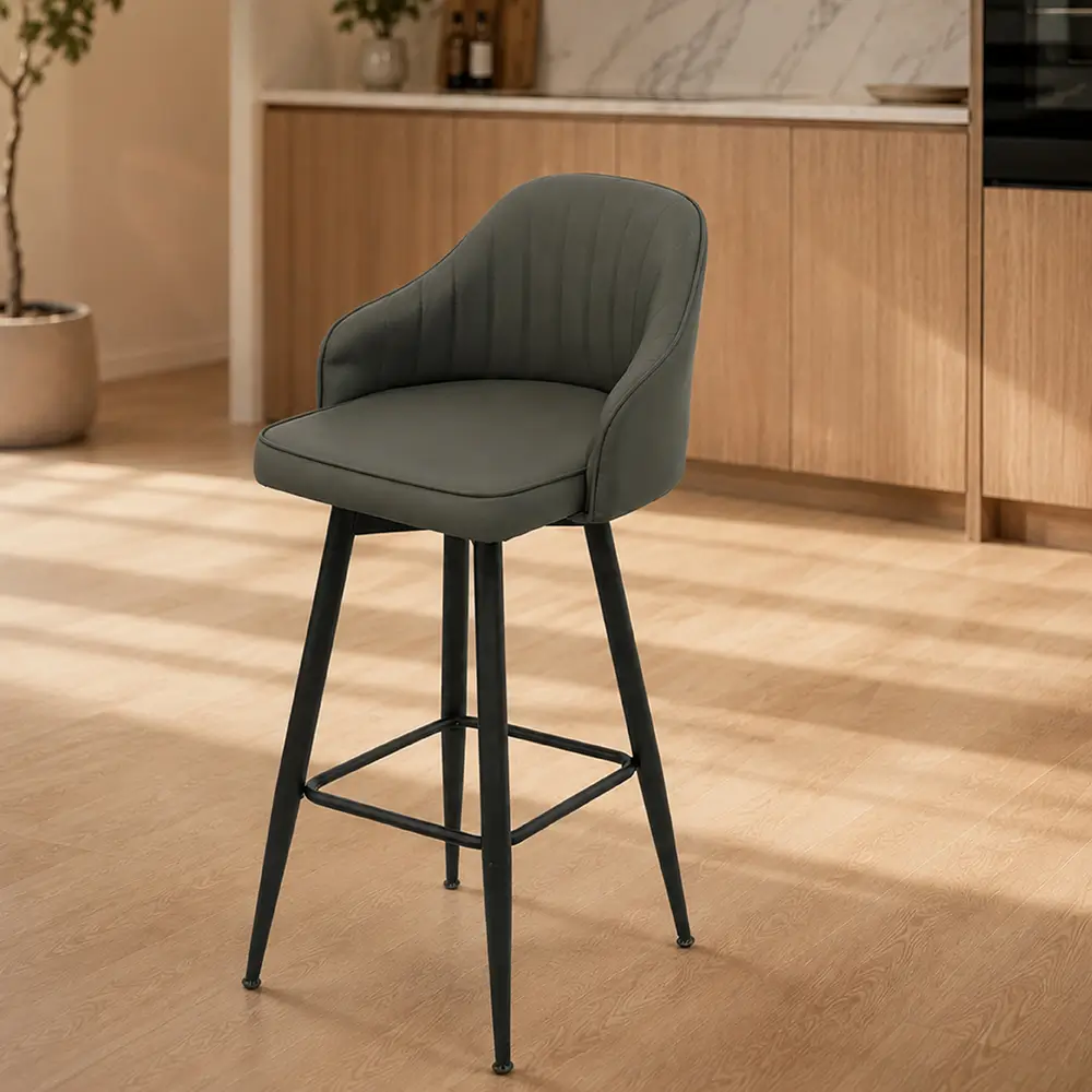 BAR S-696-2 Upholstered Bar Chair with Curved Backrest - Black - Image 2