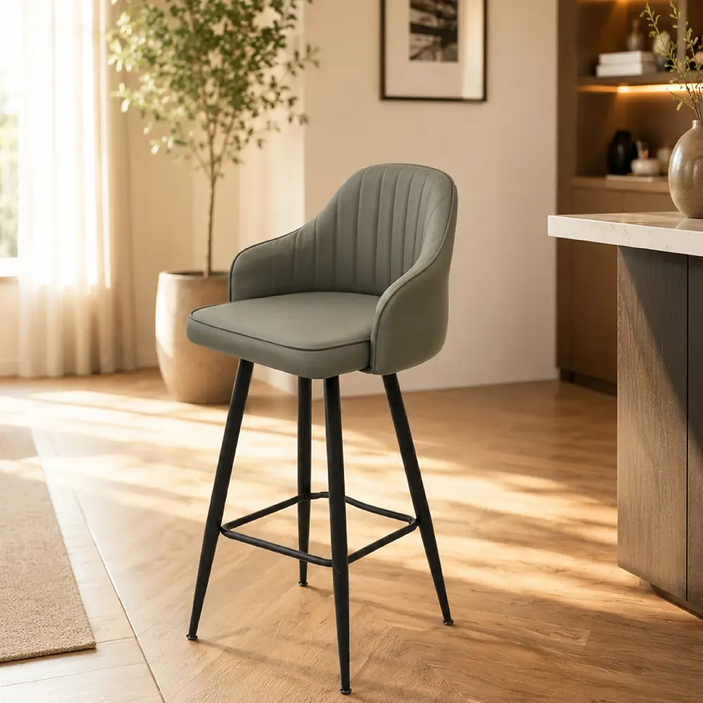 BAR S-696-2 Upholstered Bar Chair with Curved Backrest - Black
