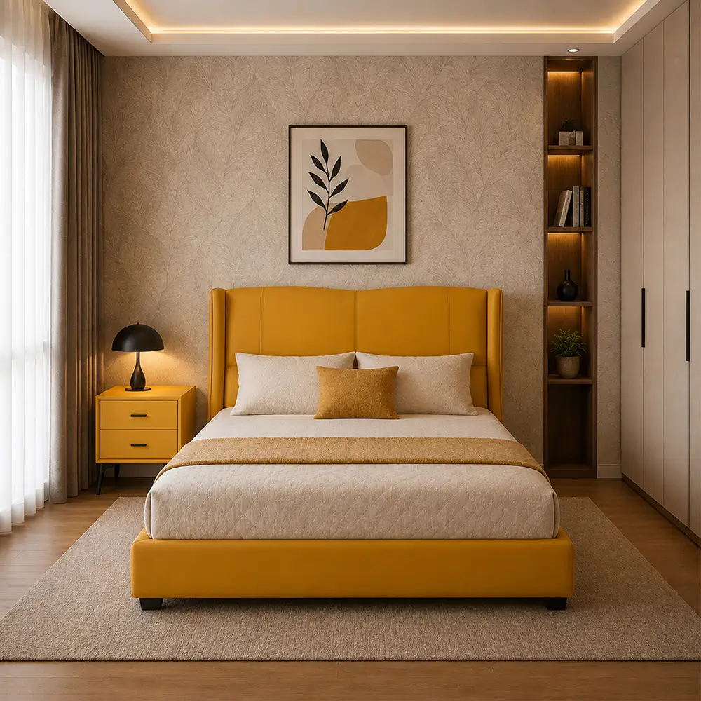 Bashemath Upholstered Platform Bed with Wingback Headboard