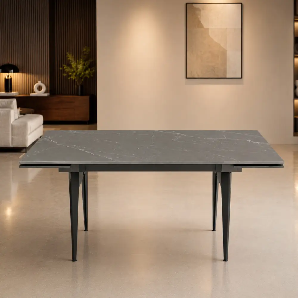 DT-BY-201 Extendable Marble-Effect Dining Table 140-200cm