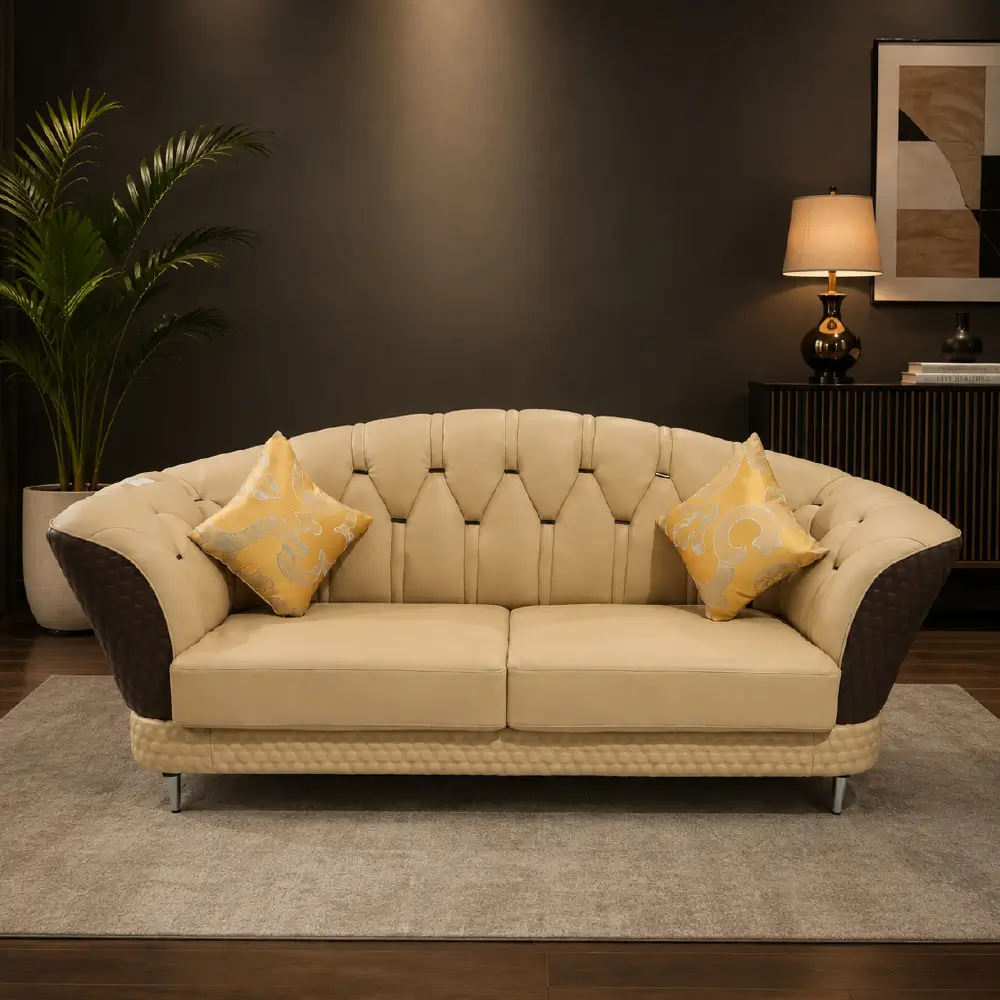 Rome-A76 Designer Sofa Mix Fabric/PU/Sweet Leather Curved Sectional Sofa