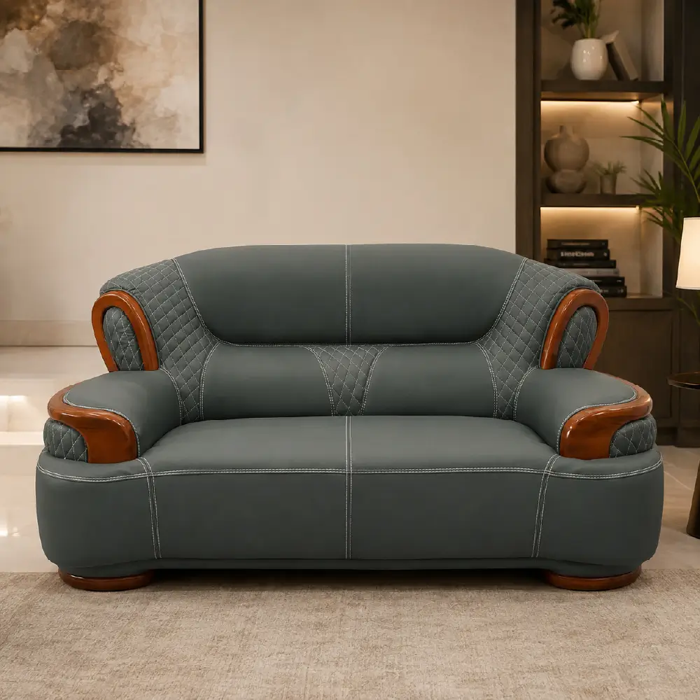 Fabulous-D100 Designer Sofa Set in Mix Fabric, PU & Sweet Leather - Image 3