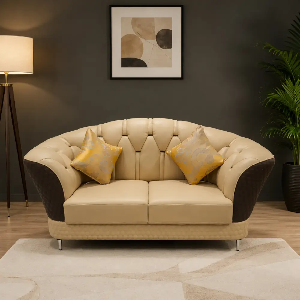 Rome-A76 Designer Sofa Mix Fabric/PU/Sweet Leather Curved Sectional Sofa - Image 2