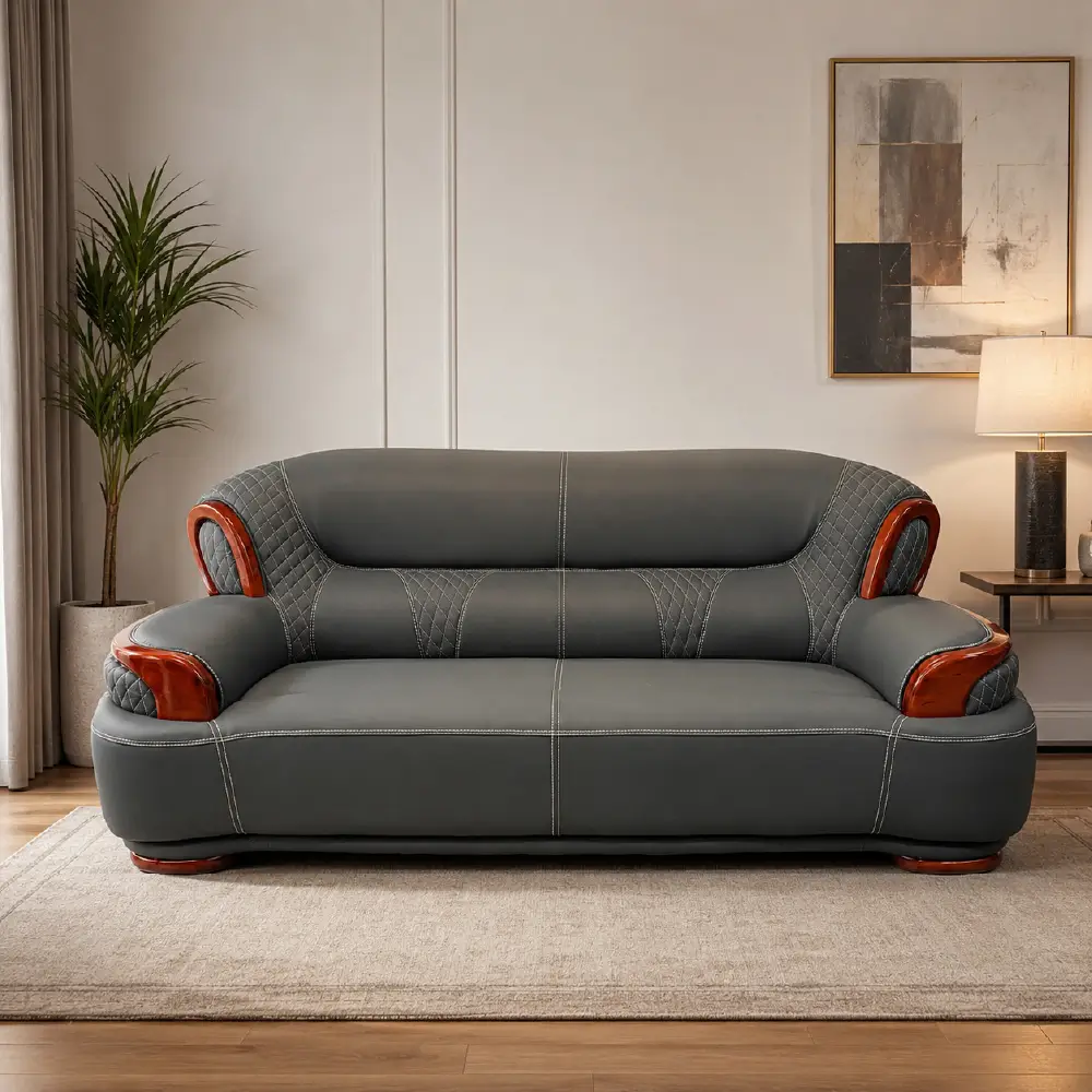 Fabulous-D100 Designer Sofa Set in Mix Fabric, PU & Sweet Leather