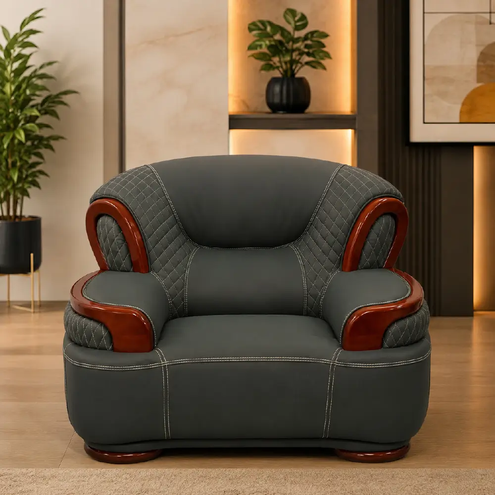 Fabulous-D100 Designer Sofa Set in Mix Fabric, PU & Sweet Leather - Image 2