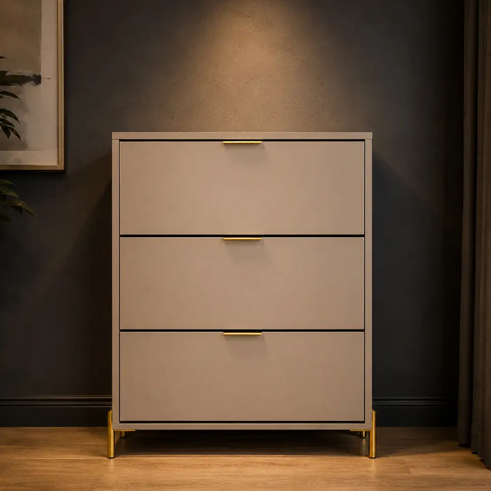 Modern MDF Shoe Cabinet with 3 Flip Drawers - SCBNT-096